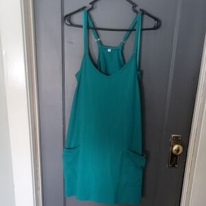 Teal Sleeveless Dress with Pockets